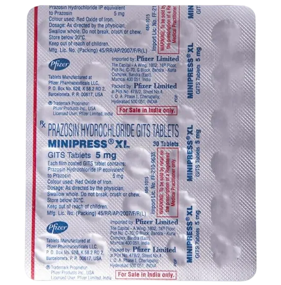 minipress xl 5mg tablet 30's